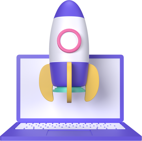 3D Rendering With a Rocket Heading Upwards